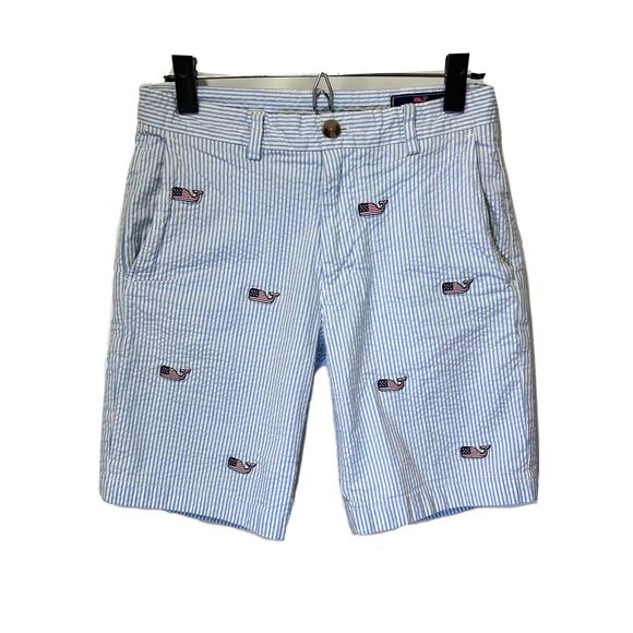 Vineyard Vines Other - Vineyard Vines Seersucker Club Shorts Chino Striped Blue Men’s 28 Whale US Flag